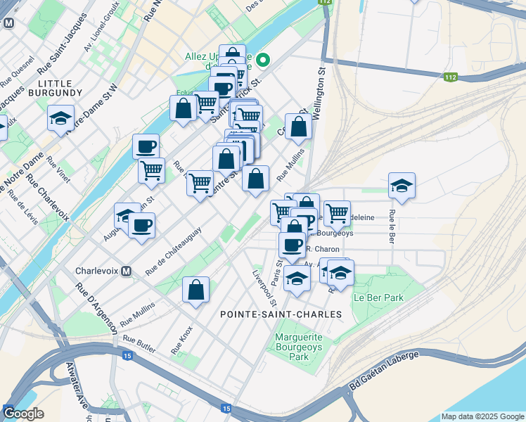 map of restaurants, bars, coffee shops, grocery stores, and more near 1860 Rue Mullins in Montrã©Al
