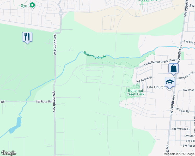 map of restaurants, bars, coffee shops, grocery stores, and more near 5496 Southwest 229th Avenue in Beaverton
