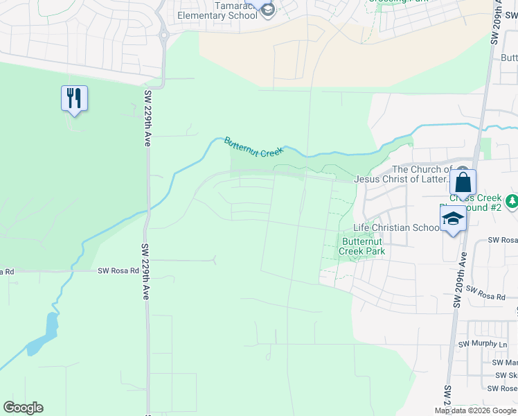 map of restaurants, bars, coffee shops, grocery stores, and more near 7328 Southeast Madrone Street in Hillsboro