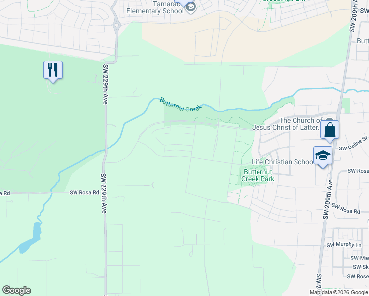 map of restaurants, bars, coffee shops, grocery stores, and more near 7328 Southeast Madrone Street in Hillsboro