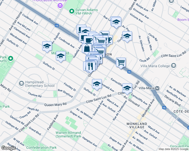 map of restaurants, bars, coffee shops, grocery stores, and more near 5051 Avenue Clanranald in Montréal
