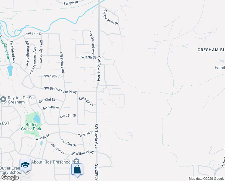 map of restaurants, bars, coffee shops, grocery stores, and more near 2132 Southwest Chastain Avenue in Gresham