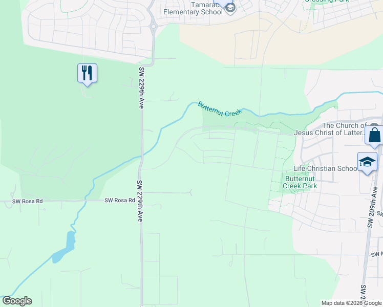 map of restaurants, bars, coffee shops, grocery stores, and more near 7033 Southeast Deline Street in Hillsboro