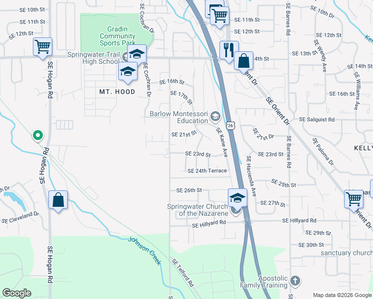 map of restaurants, bars, coffee shops, grocery stores, and more near 2207 Southeast Hale Drive in Gresham