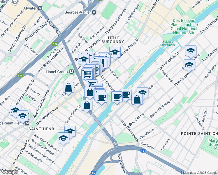 map of restaurants, bars, coffee shops, grocery stores, and more near 2635 Rue Rufus-Rockhead in Montrã©Al