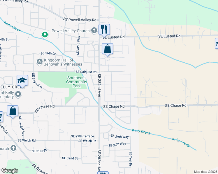 map of restaurants, bars, coffee shops, grocery stores, and more near 2100 Southeast 282nd Avenue in Gresham