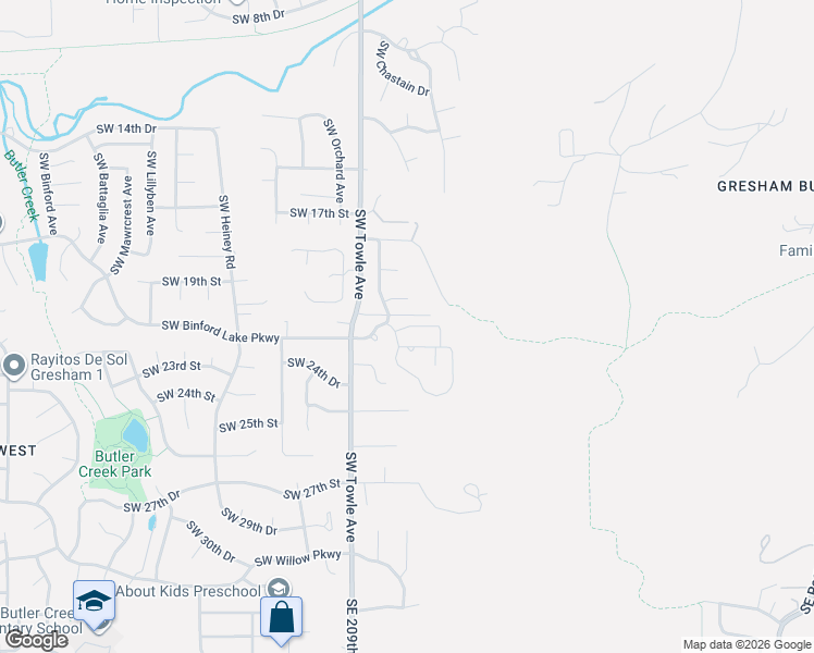 map of restaurants, bars, coffee shops, grocery stores, and more near 2132 Southwest Chastain Avenue in Gresham