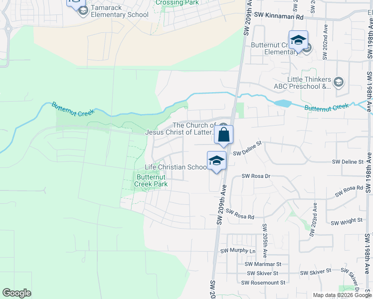 map of restaurants, bars, coffee shops, grocery stores, and more near 7995 Southeast Engelmann Street in Hillsboro