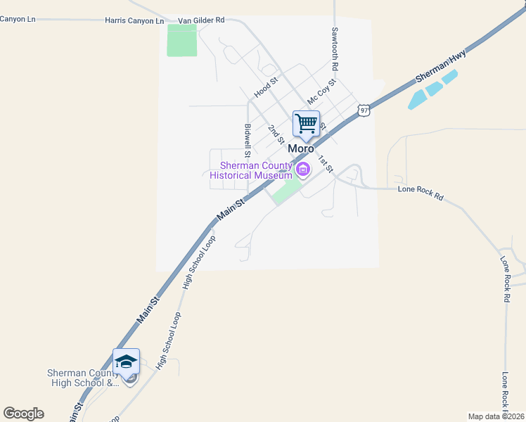 map of restaurants, bars, coffee shops, grocery stores, and more near 402 Dewey Street in Moro