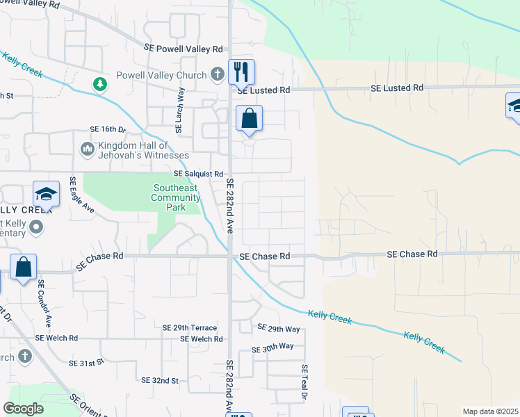 map of restaurants, bars, coffee shops, grocery stores, and more near 2100 Southeast 282nd Avenue in Gresham