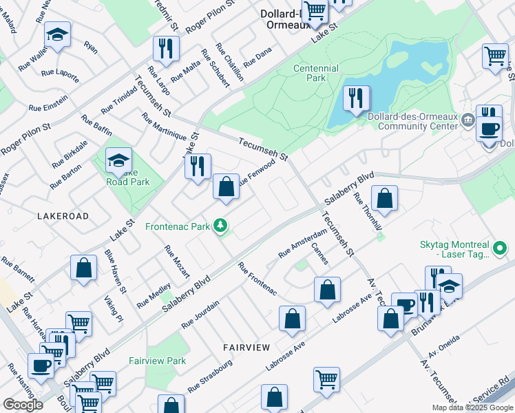 map of restaurants, bars, coffee shops, grocery stores, and more near 357 Rue Montpellier in Dollard-des-Ormeaux