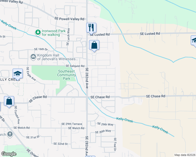 map of restaurants, bars, coffee shops, grocery stores, and more near 2100 Southeast 282nd Avenue in Gresham