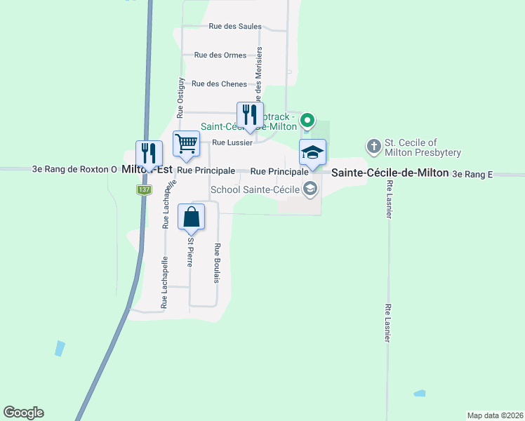 map of restaurants, bars, coffee shops, grocery stores, and more near 13 Touchette in Estrie