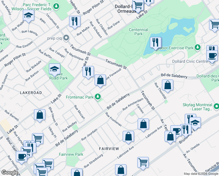 map of restaurants, bars, coffee shops, grocery stores, and more near 204 Rue Maupassant in Dollard-des-Ormeaux