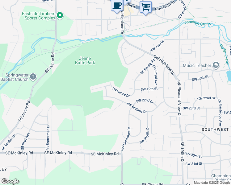 map of restaurants, bars, coffee shops, grocery stores, and more near 2052 Southwest Nancy Drive in Gresham