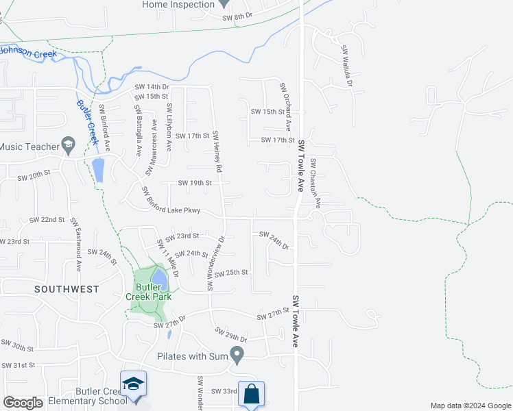 map of restaurants, bars, coffee shops, grocery stores, and more near 1831 Southwest Binford Lake Parkway in Gresham