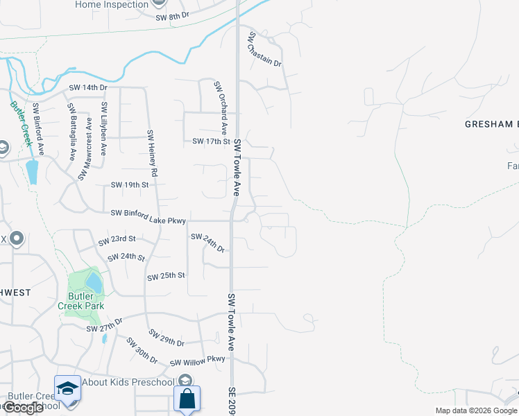map of restaurants, bars, coffee shops, grocery stores, and more near 2132 Southwest Chastain Avenue in Gresham