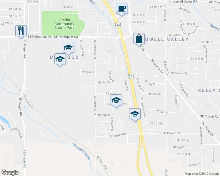 map of restaurants, bars, coffee shops, grocery stores, and more near 2207 Southeast Hale Drive in Gresham