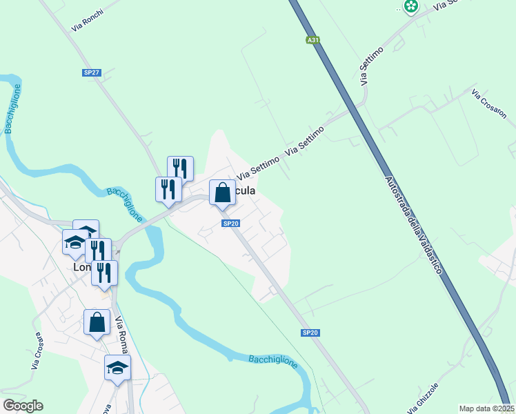 map of restaurants, bars, coffee shops, grocery stores, and more near 14 Via Dante Alighieri in Secula