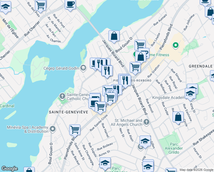map of restaurants, bars, coffee shops, grocery stores, and more near 4880 Rue Paiement in Montréal