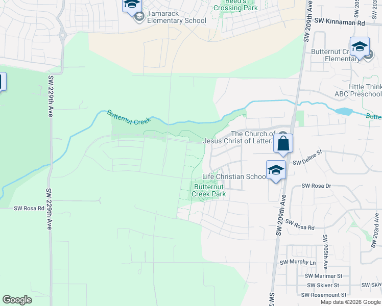 map of restaurants, bars, coffee shops, grocery stores, and more near 7728 Southeast Henley Lane in Hillsboro