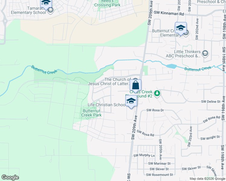 map of restaurants, bars, coffee shops, grocery stores, and more near 7995 Southeast Engelmann Street in Hillsboro