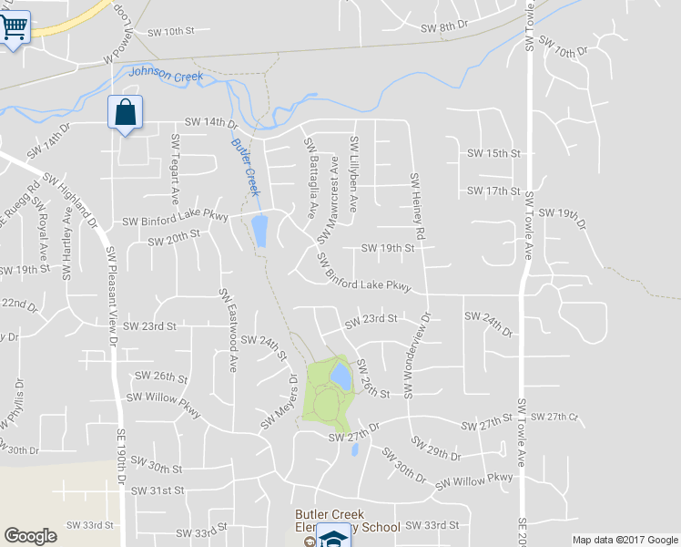 map of restaurants, bars, coffee shops, grocery stores, and more near 2341 Southwest Binford Lake Parkway in Gresham