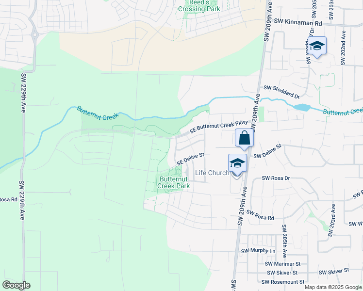 map of restaurants, bars, coffee shops, grocery stores, and more near 7915 Southeast Engelmann Street in Hillsboro