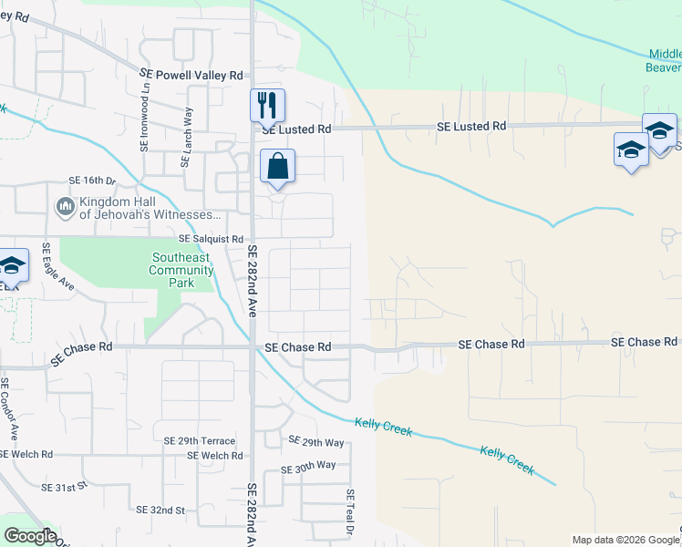 map of restaurants, bars, coffee shops, grocery stores, and more near 6490 Southeast 21st Street in Gresham