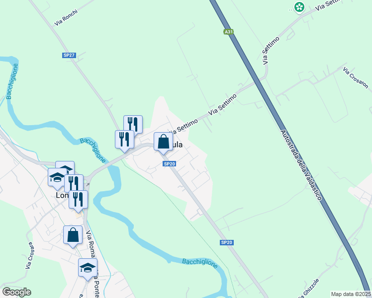 map of restaurants, bars, coffee shops, grocery stores, and more near 14 Via Dante Alighieri in Secula