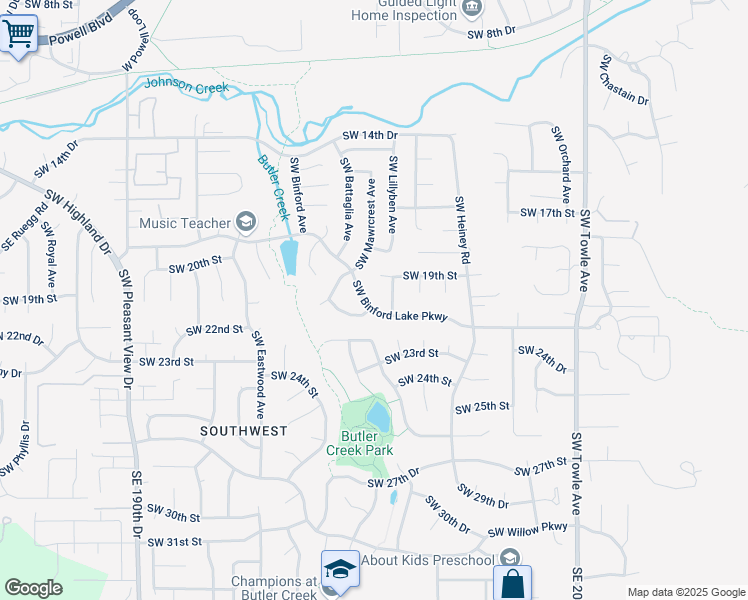 map of restaurants, bars, coffee shops, grocery stores, and more near 2341 Southwest Binford Lake Parkway in Gresham