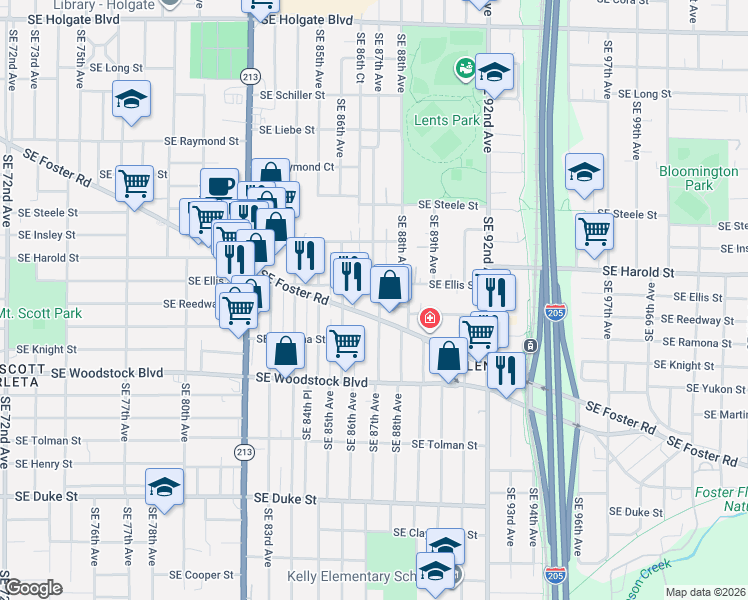 map of restaurants, bars, coffee shops, grocery stores, and more near in Portland