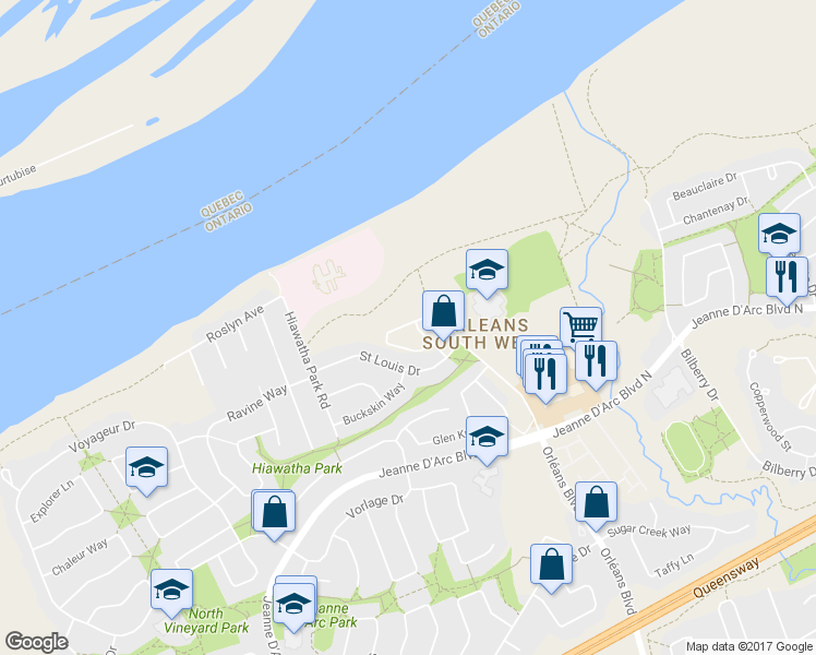 map of restaurants, bars, coffee shops, grocery stores, and more near in Ottawa