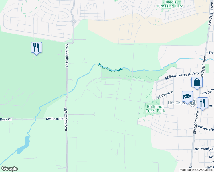 map of restaurants, bars, coffee shops, grocery stores, and more near 7236 Southeast Benedict Street in Hillsboro