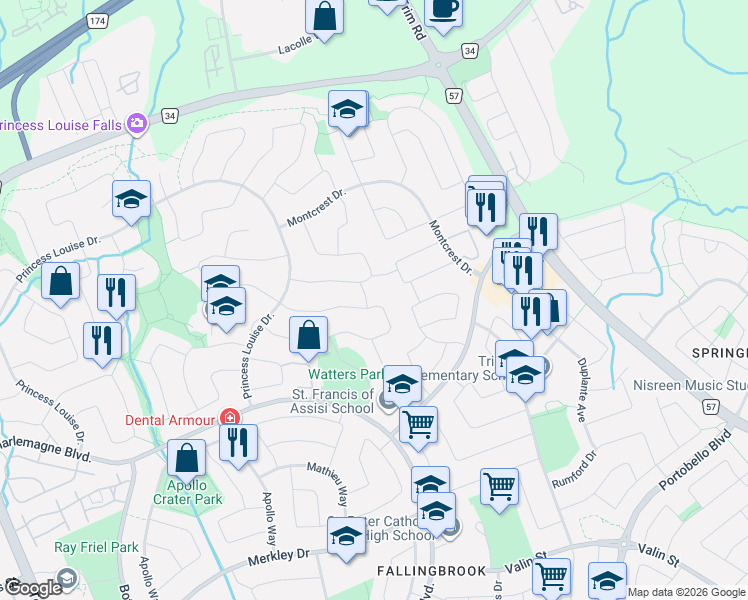 map of restaurants, bars, coffee shops, grocery stores, and more near 757 Clearcrest Crescent in Ottawa