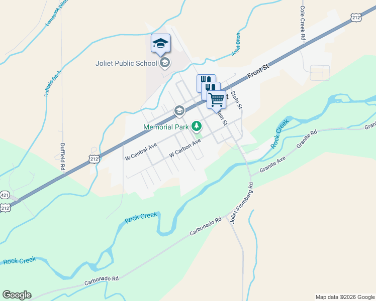 map of restaurants, bars, coffee shops, grocery stores, and more near 309 2nd Street in Bridger