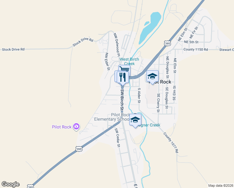 map of restaurants, bars, coffee shops, grocery stores, and more near 237 Southwest 2nd Street in Pilot Rock