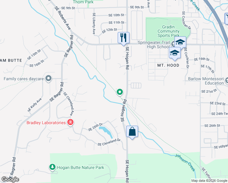 map of restaurants, bars, coffee shops, grocery stores, and more near 2206 Southeast Hogan Road in Gresham