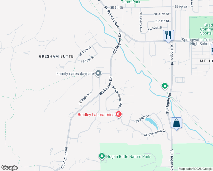 map of restaurants, bars, coffee shops, grocery stores, and more near 2230 Southeast Regner Road in Gresham
