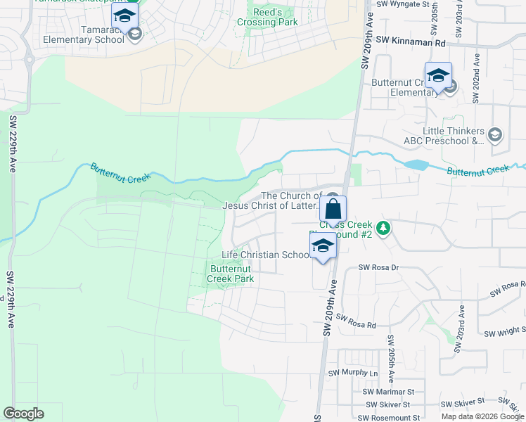 map of restaurants, bars, coffee shops, grocery stores, and more near 7995 Southeast Engelmann Street in Hillsboro