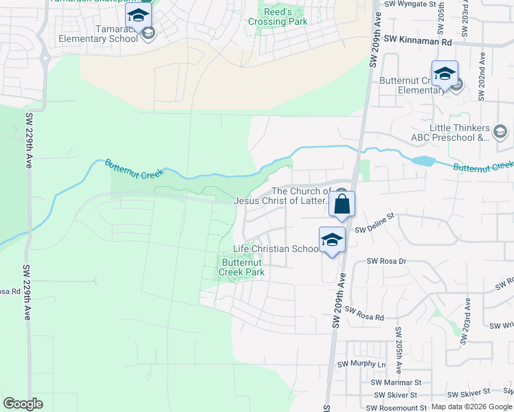 map of restaurants, bars, coffee shops, grocery stores, and more near 7915 Southeast Engelmann Street in Hillsboro