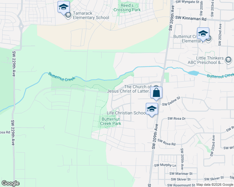 map of restaurants, bars, coffee shops, grocery stores, and more near 7915 Southeast Engelmann Street in Hillsboro