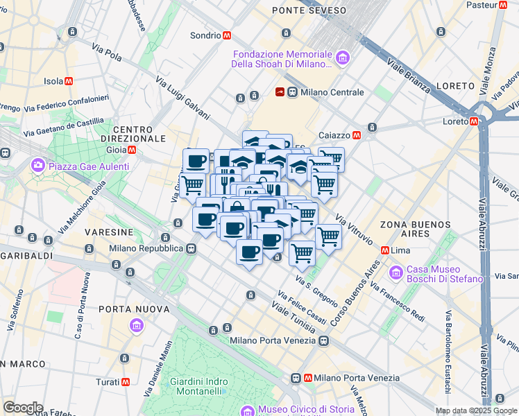 map of restaurants, bars, coffee shops, grocery stores, and more near 1 Piazza San Camillo de Lellis in Milano