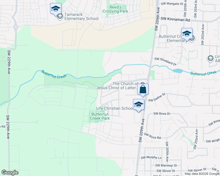 map of restaurants, bars, coffee shops, grocery stores, and more near 7997 Southeast Butternut Creek Parkway in Hillsboro