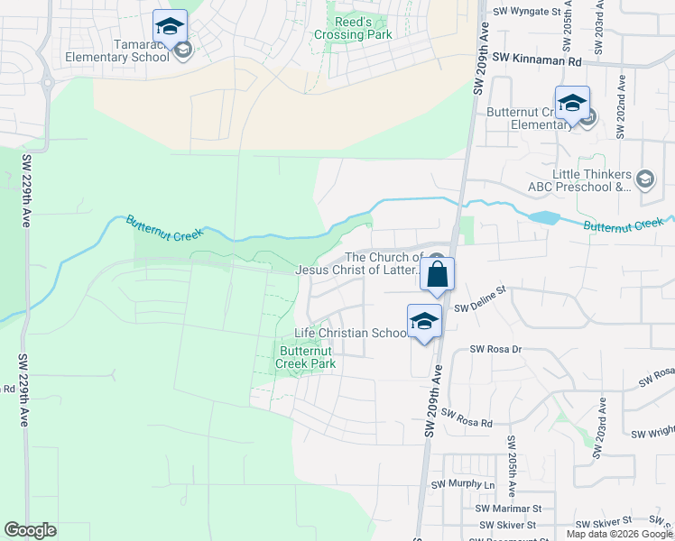 map of restaurants, bars, coffee shops, grocery stores, and more near 7997 Southeast Butternut Creek Parkway in Hillsboro