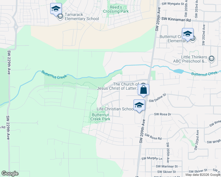 map of restaurants, bars, coffee shops, grocery stores, and more near 7997 Southeast Butternut Creek Parkway in Hillsboro