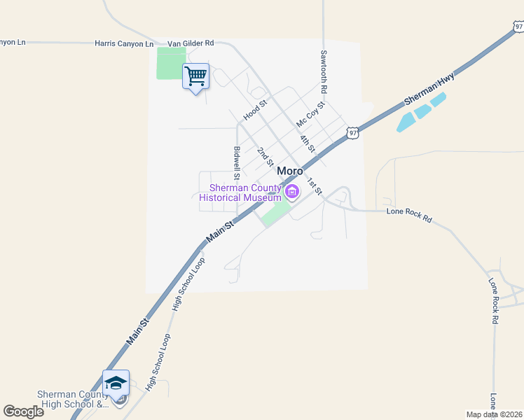 map of restaurants, bars, coffee shops, grocery stores, and more near 307 Scott Street in Moro