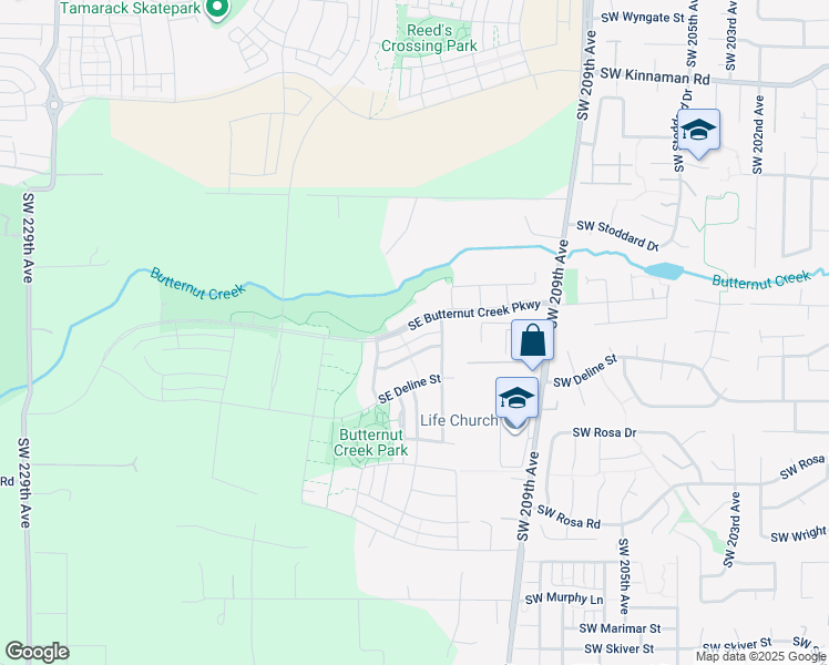 map of restaurants, bars, coffee shops, grocery stores, and more near 8085 Southeast Butternut Creek Parkway in Hillsboro