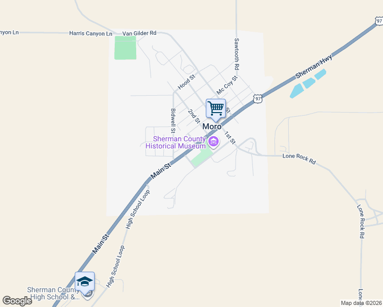 map of restaurants, bars, coffee shops, grocery stores, and more near 307 Scott Street in Moro