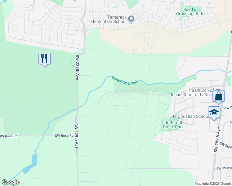 map of restaurants, bars, coffee shops, grocery stores, and more near 7174 Southeast Butternut Creek Parkway in Hillsboro